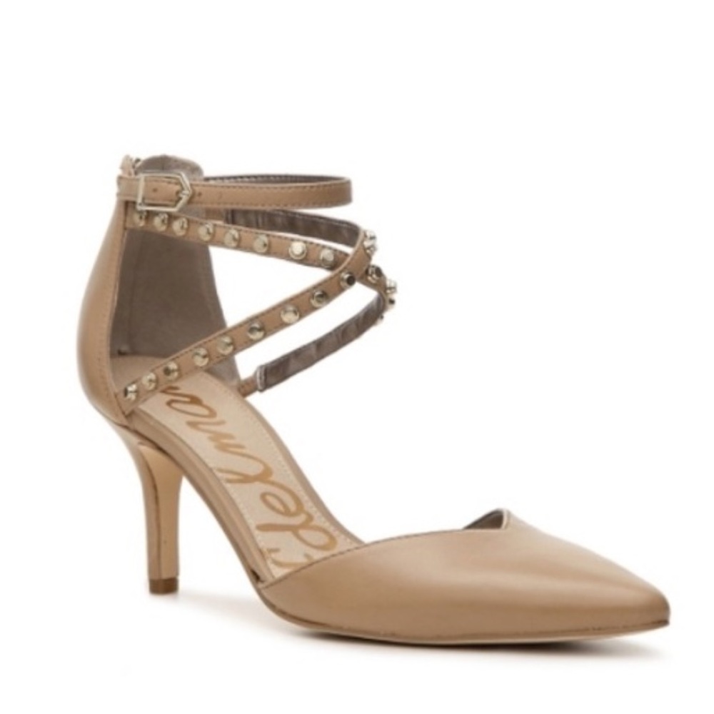 SAM EDELMAN Orla Nude Leather Pointed Toe Pump